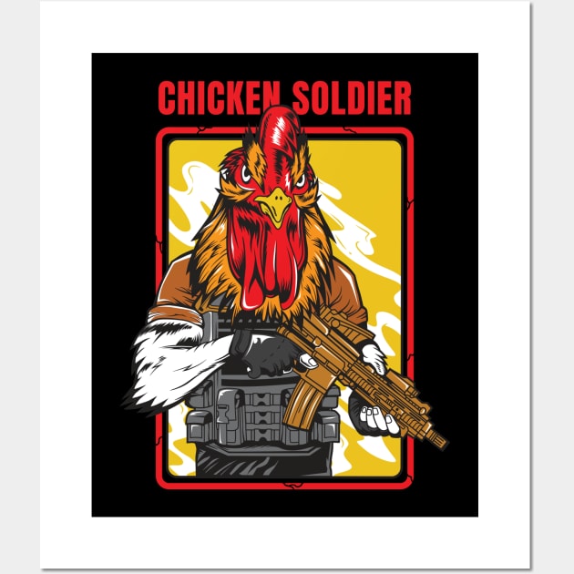 chicken military solider Wall Art by Mako Design 